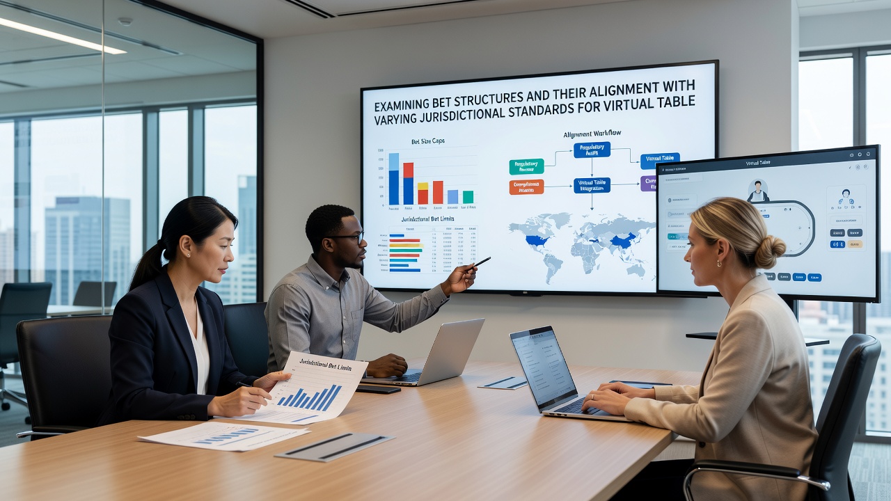 Regulatory compliance dashboard displaying bet structure parameters for virtual table games across jurisdictions