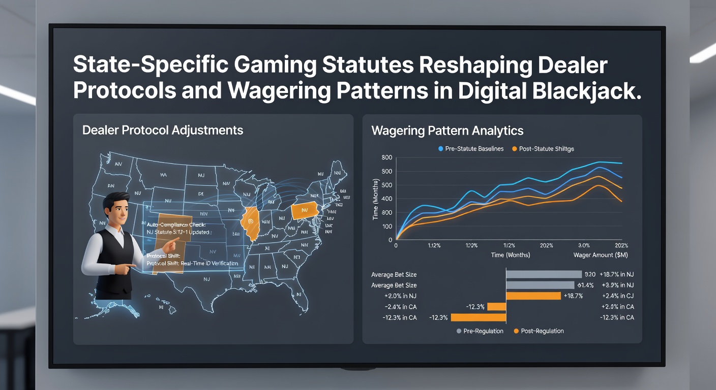 Player interface displaying adjusted wagering options under state-specific blackjack regulations